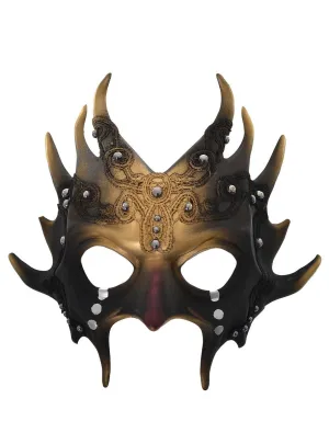 Spiked Devil Black and Gold Halloween Mask