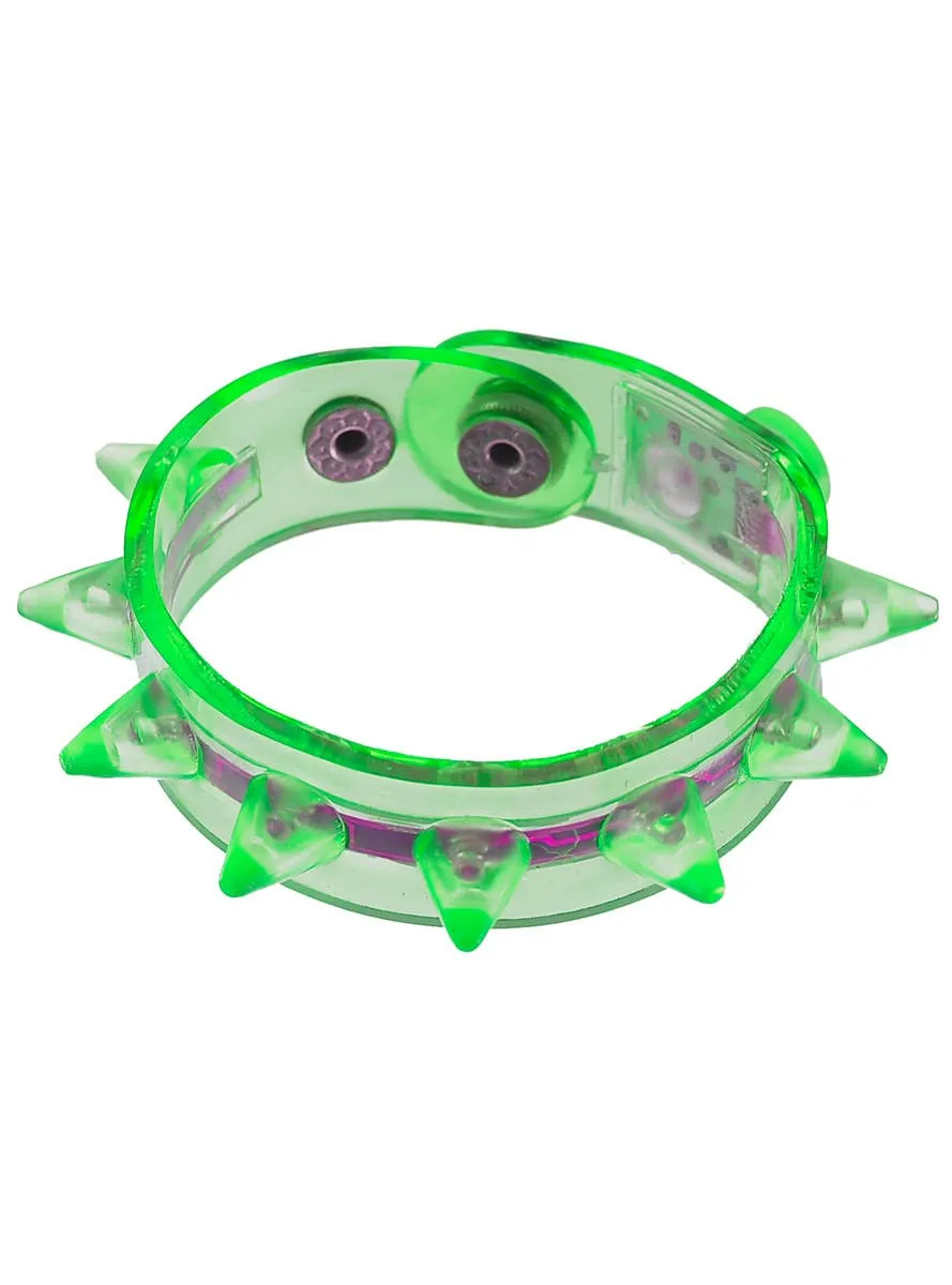 Spiked Green Flashing Light Up Wrist Band Costume Bracelet