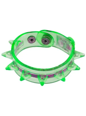 Spiked Green Flashing Light Up Wrist Band Costume Bracelet