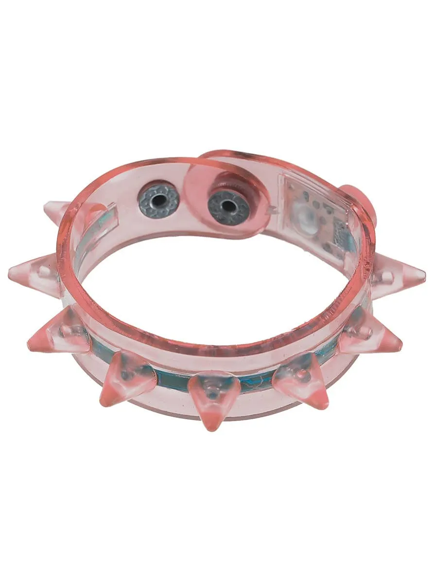 Spiked Light Pink Flashing Light Up Wrist Band Costume Bracelet