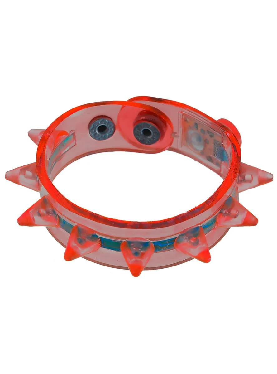 Spiked Red Flashing Light Up Wrist Band Costume Bracelet
