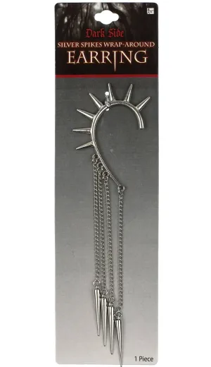 Spiked Silver Punk Wrap Around Ear Cuff
