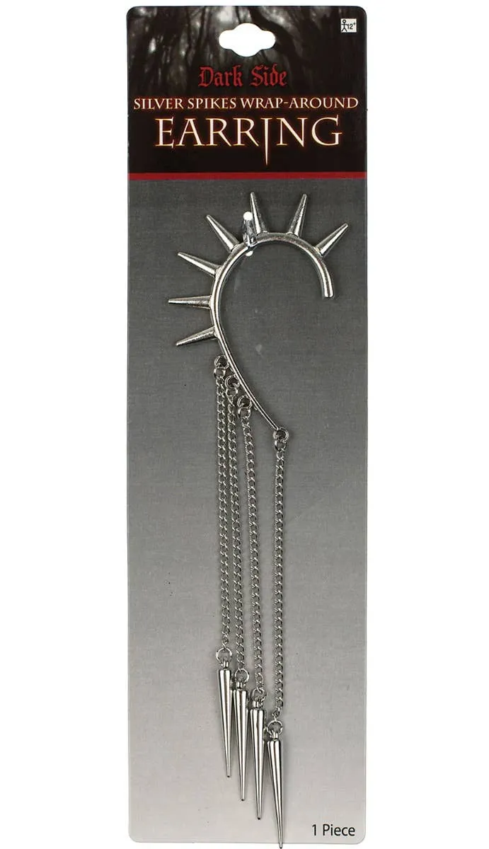 Spiked Silver Punk Wrap Around Ear Cuff