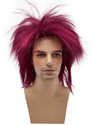 Spikey Burgundy Mullet Adults Costume Wig