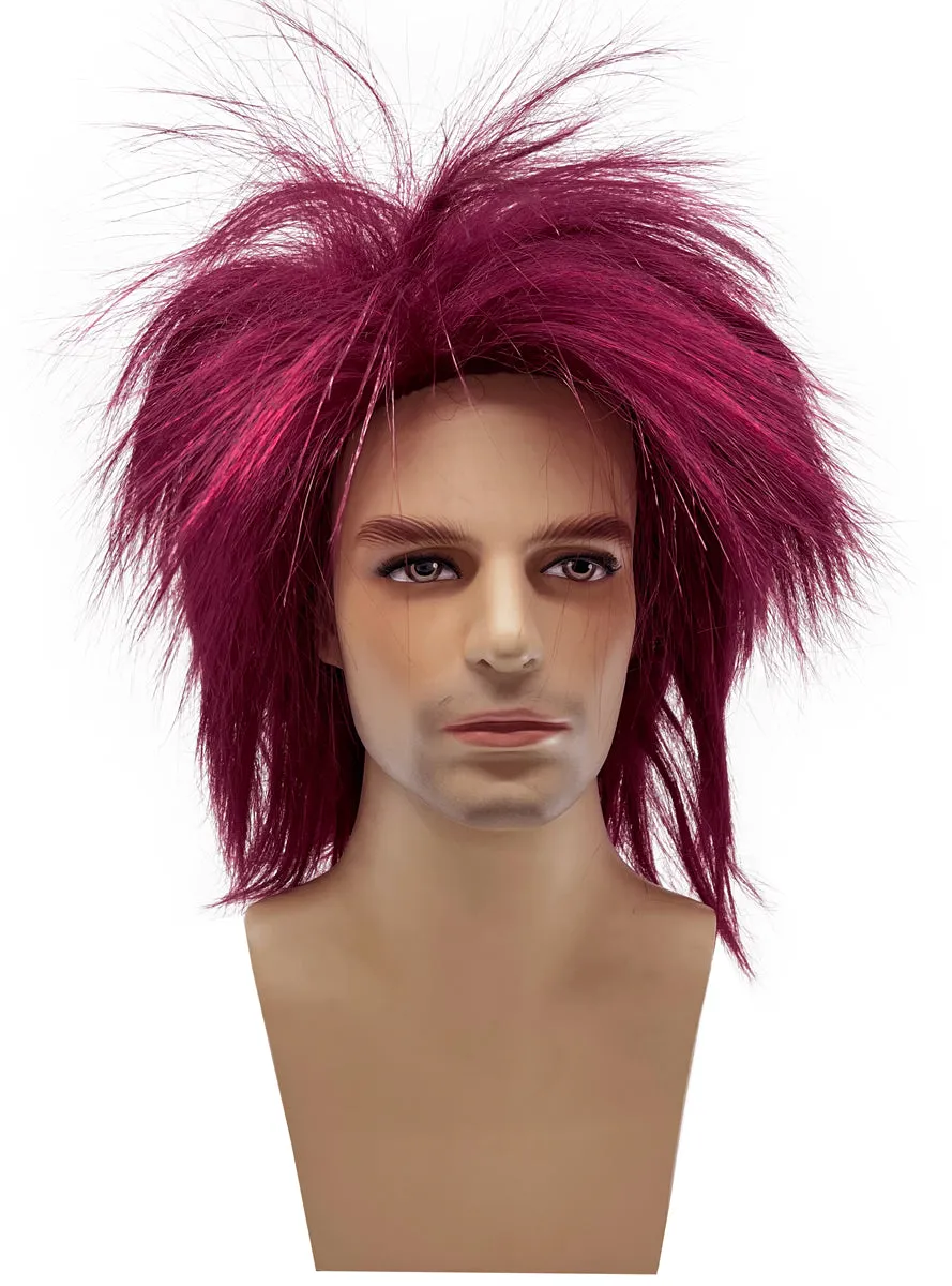 Spikey Burgundy Mullet Adults Costume Wig