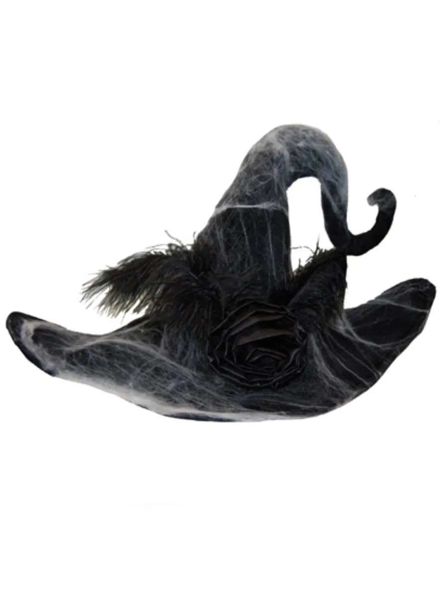 Spooky Adults Black Web Witch Costume Hat