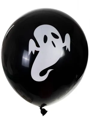 Spooky Black and White Ghost 6 Pack 30cm Latex Balloons