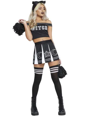 Spooky Cheerleader Sexy Black Witch Womens Halloween Costume