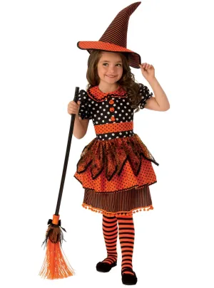 Spooky Girls Polka Dot Witch Halloween Costume