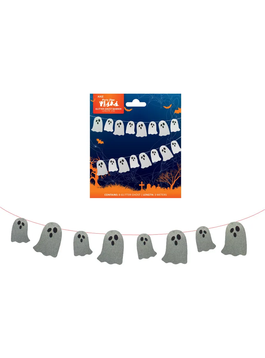 Spooky Glitter Ghost Halloween Banner 3m Long