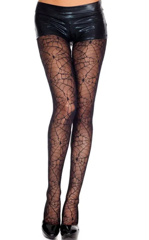 Spooky Halloween Spiderweb Black Stockings