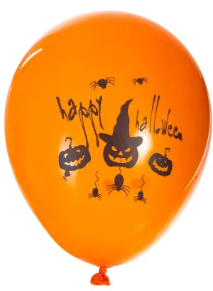 Spooky Orange Happy Halloween 6 Pack 30cm Latex Balloons