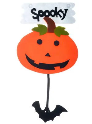 Spooky Orange Pumpkin and Bat Child Friendly Halloween Decoration