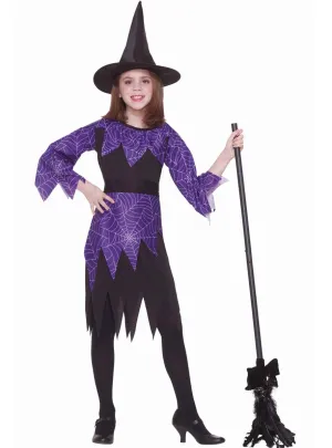 Spooky Purple Spider Witch Girls Halloween Costume