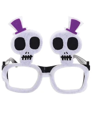 Spooky White Felt Skeleton Halloween Costume Glasses