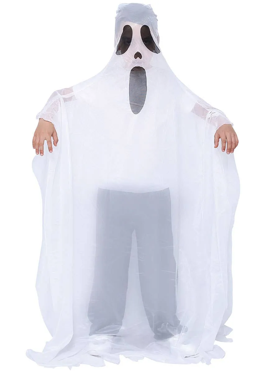 Spooky White Ghost Kids Halloween Fancy Dress Costume