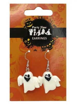 Spooky White Ghosts Halloween Costume Earrings