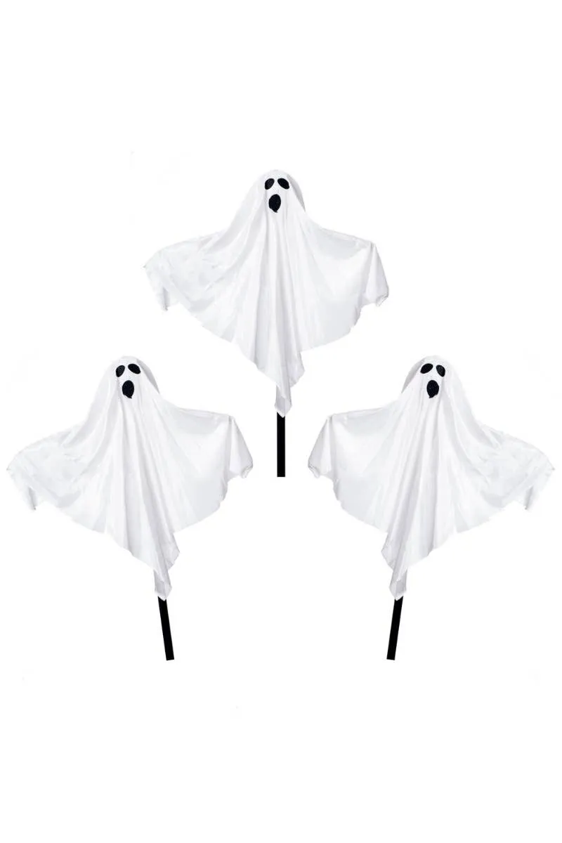 Spooky White Halloween Ghost Garden Stake Decorations