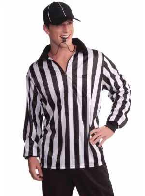 Sports Referee Mens Black and White Costume Shirt