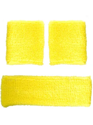 Sporty Yellow Wrist and Head Sweatbands Set