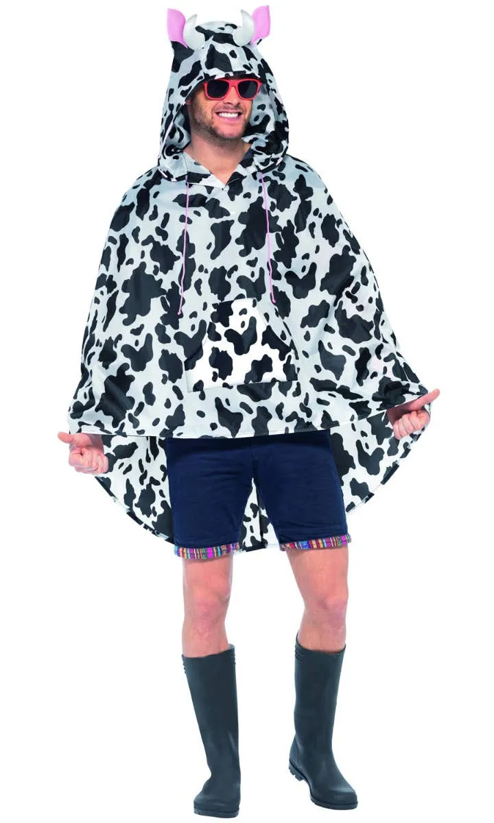 Spotty Cow Mens Animal Party Costume Poncho