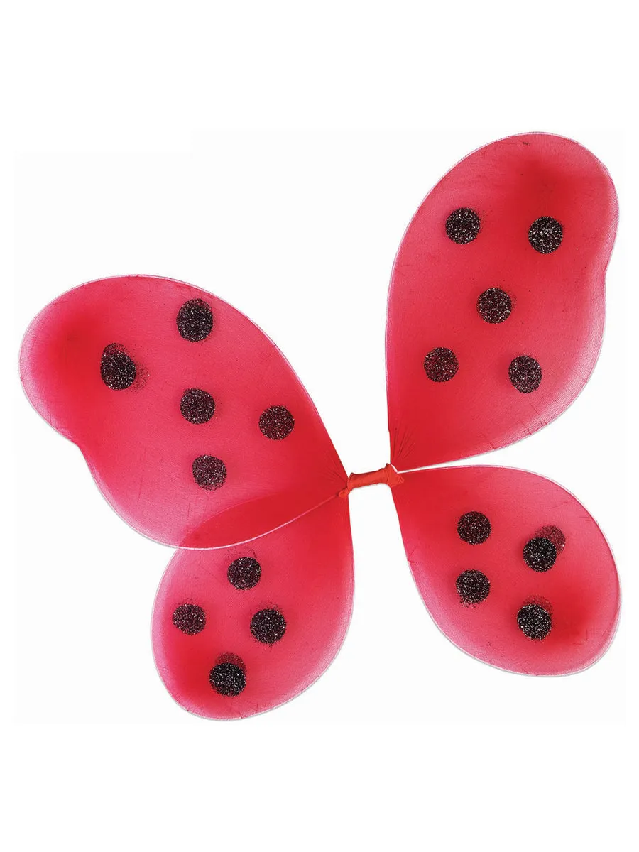 Spotty Red and Black Ladybug Girls Costume Wings
