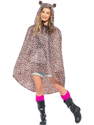 Spotty Womens Leopard Print Animal Costume Poncho