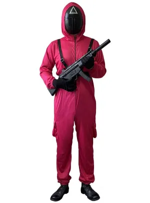 Squid Play Adults Triangle Guard Fancy Dress Costume