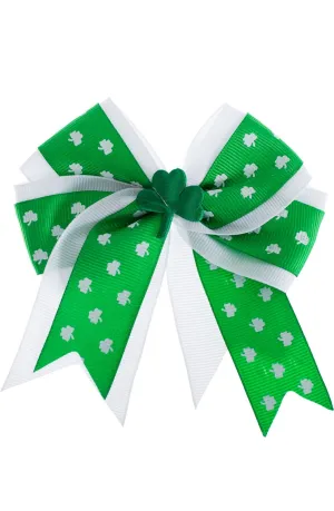 St Patrick's Day Green And White Hair Bow Costume Accessory