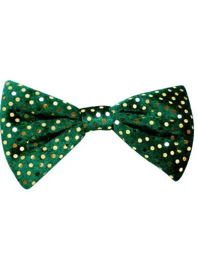 St Patrick's Day Green Velvet Bow Tie Costume Accessory