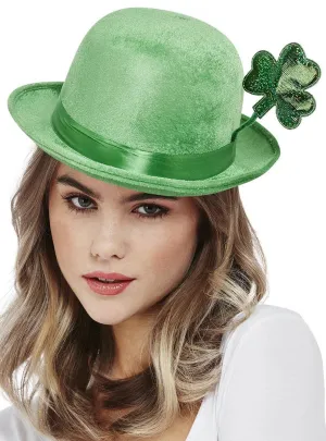 St Patrick's Day Lucky Clover Green Bowler Costume Hat