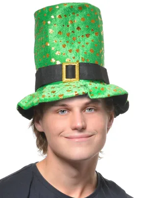 St Patrick's Green and Gold Clover Plush Novelty Hat