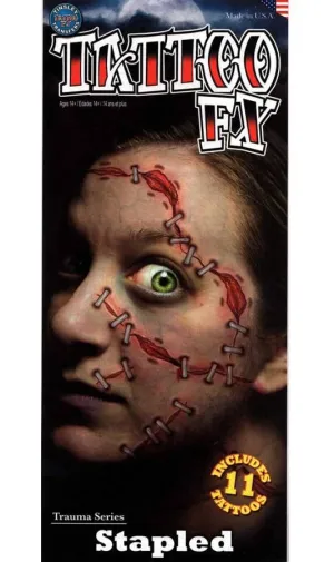 Stapled Halloween Temporary Tattoo FX Makeup