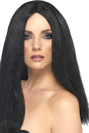 Star Style Long Black Straight Costume Wig