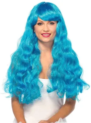 Starbright Long Wavy Womens Blue Costume Wig