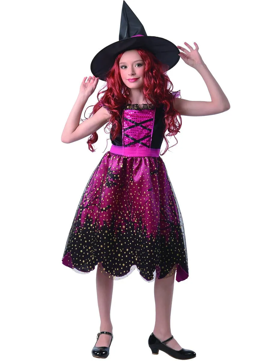 Starry Pink Witch Girls Halloween Costume