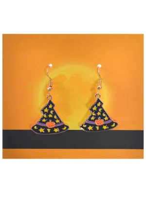 Stars and Moons Witch Hat Halloween Costume Earrings