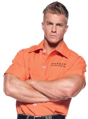 State Inmate Mens Orange Prisoner Costume Shirt
