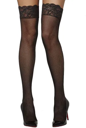 Stay-Up Black Fishnet Thigh High Stockings