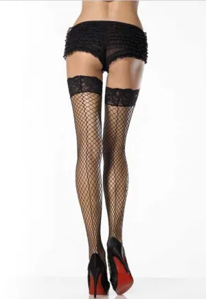 Stay Up Industrial Net Thigh Highs with Lace Top