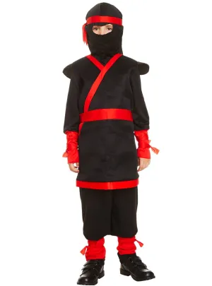 Stealthy Black and Red Japanese Ninja Boys Costume