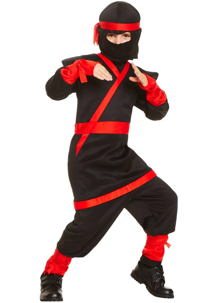 Stealthy Black and Red Japanese Ninja Boys Costume