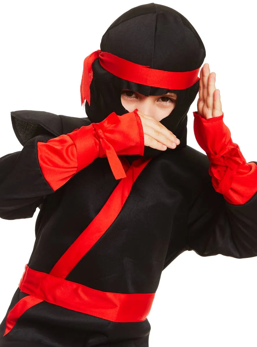 Stealthy Black and Red Japanese Ninja Boys Costume