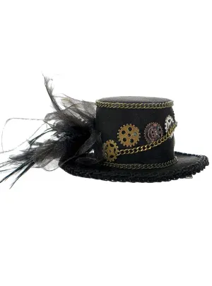 Steampunk Black and Bronze Mini Top Hat