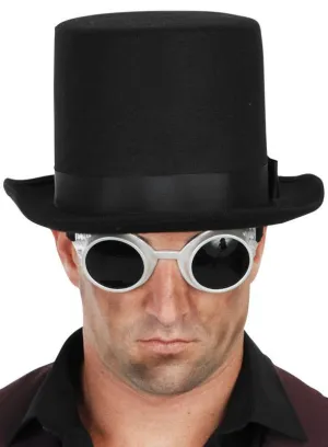 Steampunk Black Top Hat with Goggles