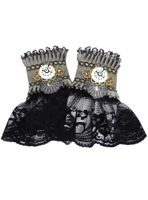 Steampunk Lace Trim Wrist Cuffs Costume Accessory
