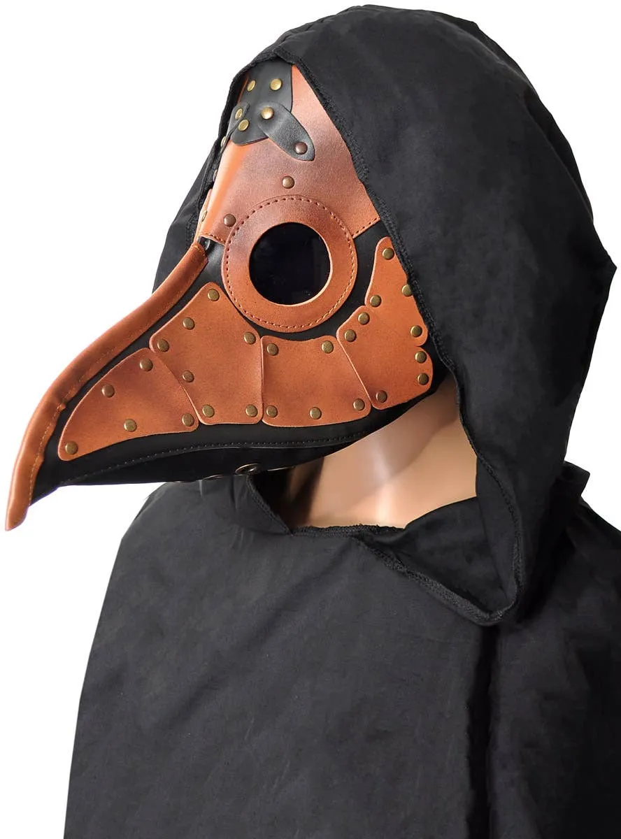 Steampunk Plague Doctor Black and Brown Leather Look Halloween Mask