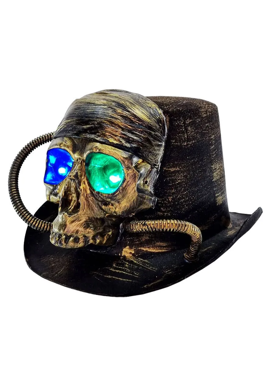 Steampunk Skull Top Hat with Light Up Eyes