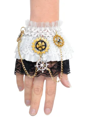 Steampunk Womens Ruffled Lace Costume Wrist Cuffs