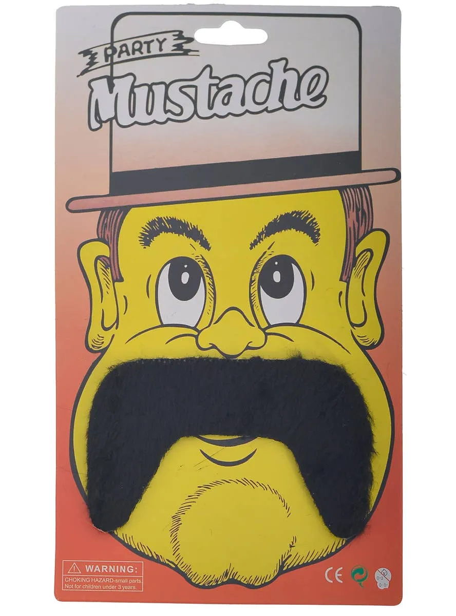 Stick-On Black Faux Hair Walrus Costume Moustache